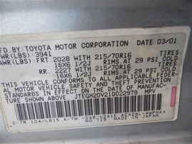 2001 Toyota Rav4 Silver 2.0L AT 2WD #Z23366